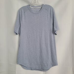 Lululemon Mens Sz M Heather Blue Drysense Training Short Sleeve Shirt